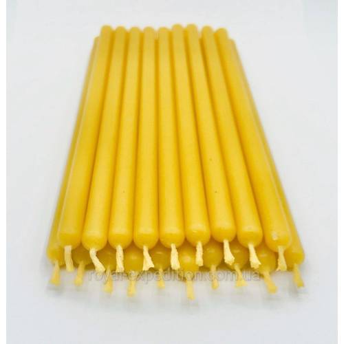 Жовта свічка з натурального бджолиного воску 1 см/20 см (031015), рис. 0