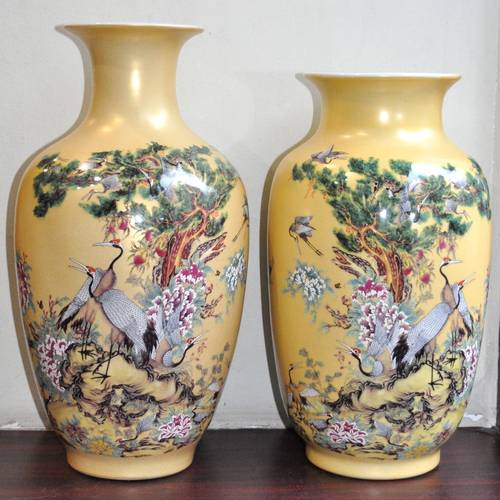 Пара фарфоровых ваз с журавлями (170023), рис. 0