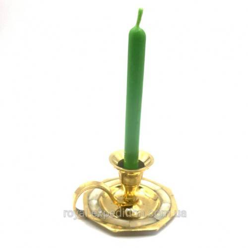 Зелена свічка з натурального бджолиного воску 1 см/10 см (031038), рис. 2