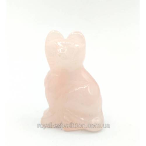 Кіт статуетка з рожевого кварцу (122012), рис. 0